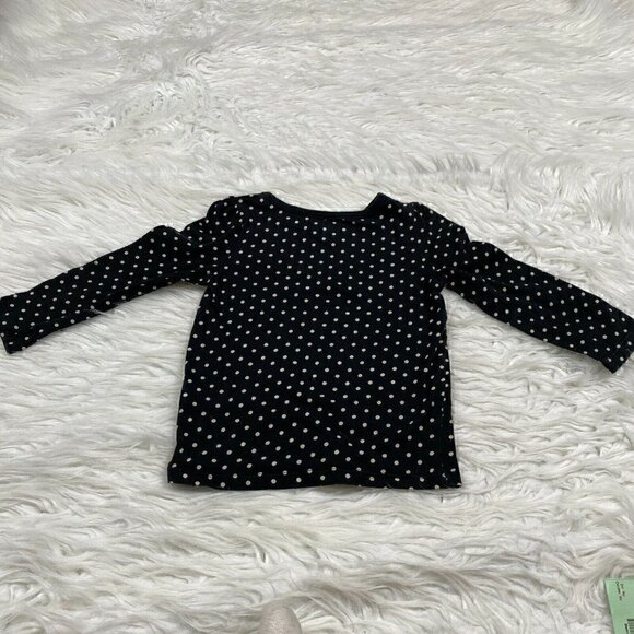 Crazy 8 Top Long Sleeve Shirt Toddler Girls 2T Black White Polka Dots - Picture 4 of 5